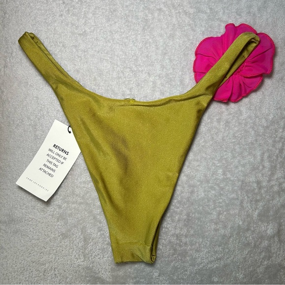NWOT SAME Rose 90s Swimsuit Bottom Green/Fuchsia Size Medium - Picture 8 of 10